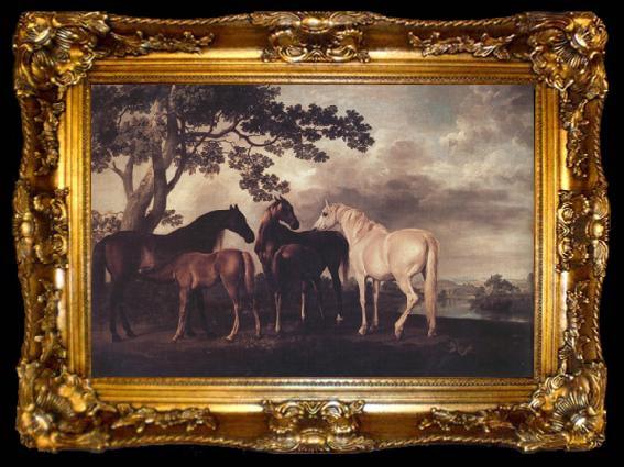 framed  George Stubbs Mares and Foais in a Landscape (nn03), ta009-2